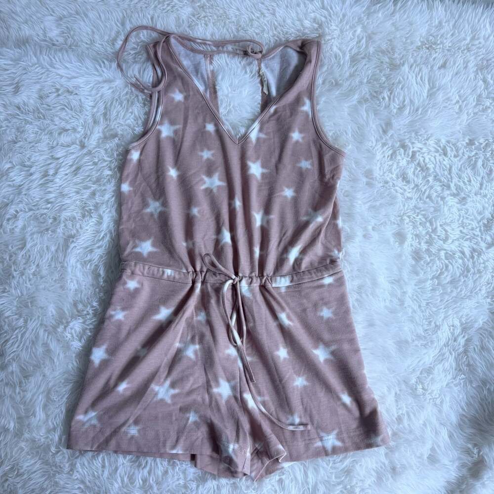 Illa Illa Mauve Pink Star Print Romper Drawstring Waist Medium